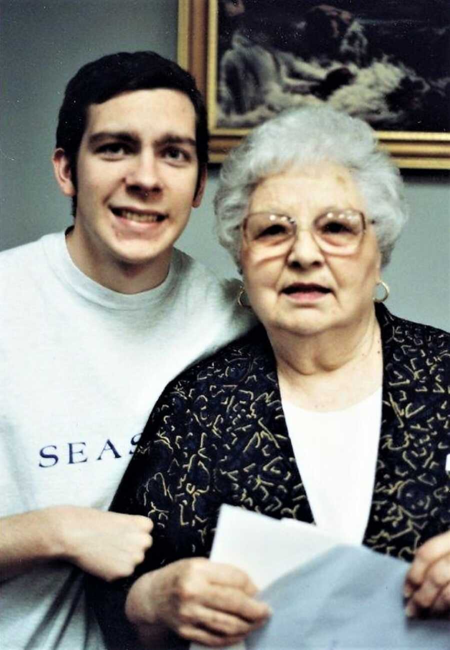 man in a picture with his grandma