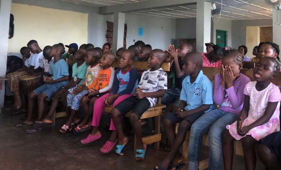 group of orphans at school in Africa