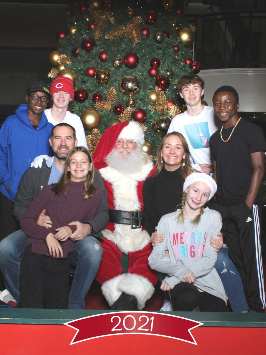 big family meeting Santa together