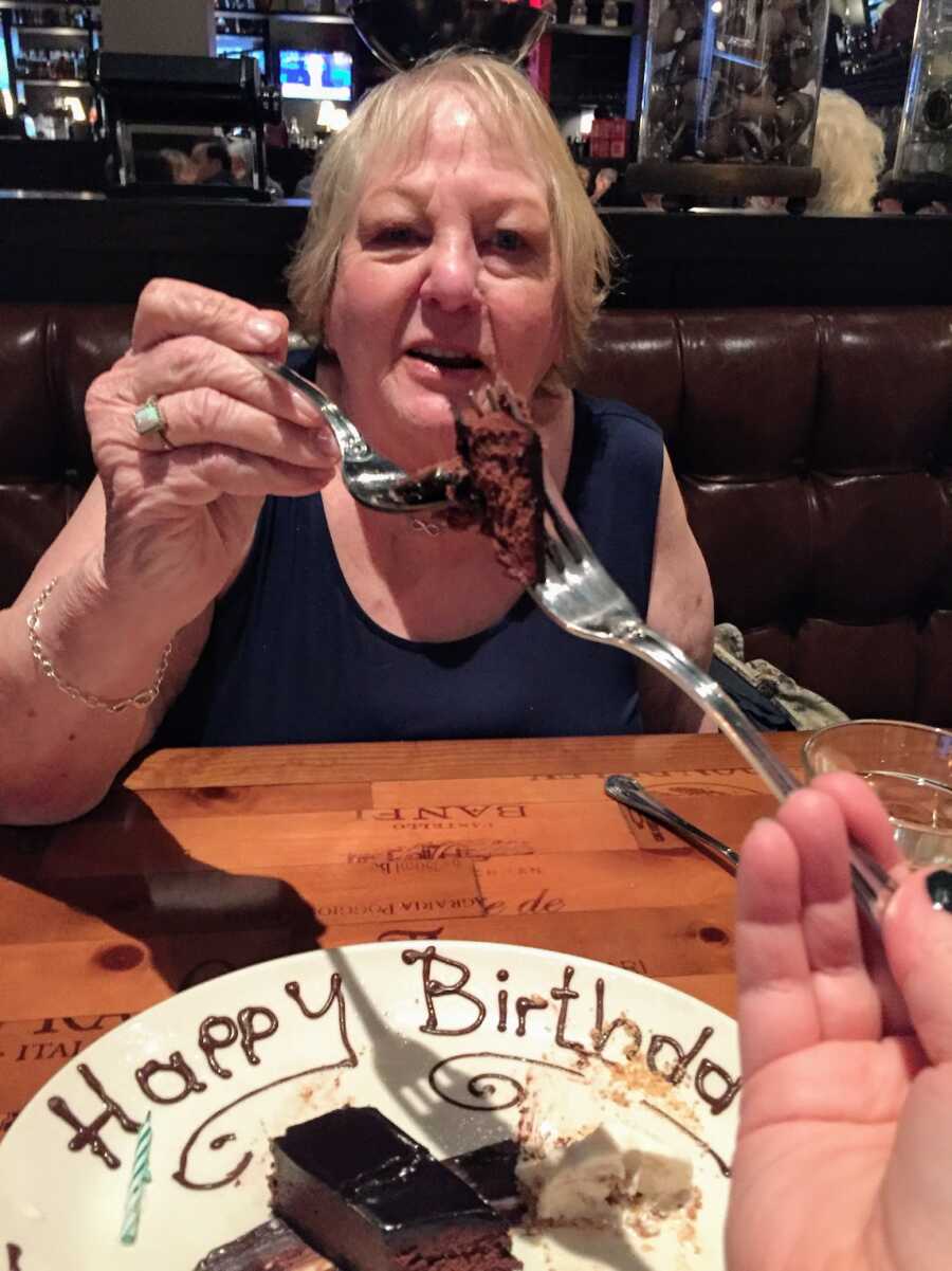 breast cancer patient and her mother with breast cancer celebrating a birthday