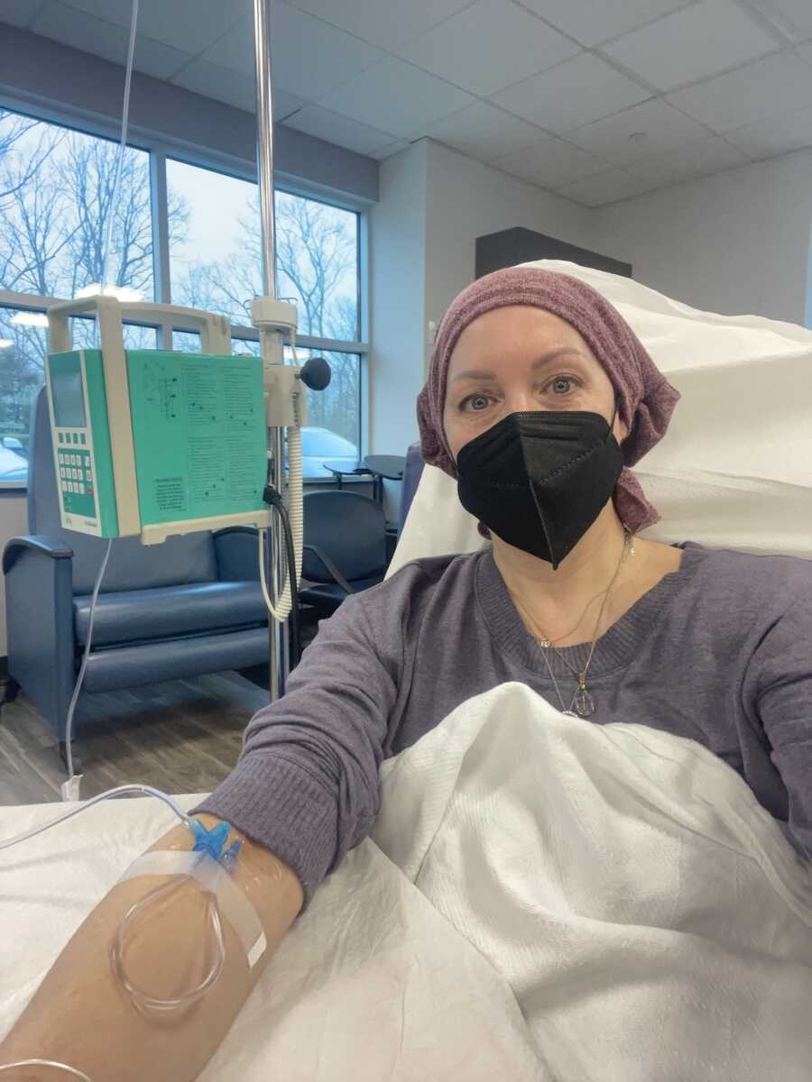 breast cancer warrior getting infusion