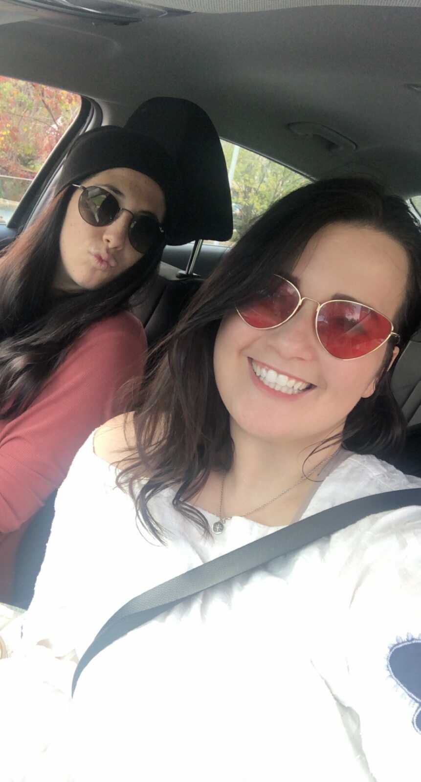 chronically ill woman takes selfie with friend