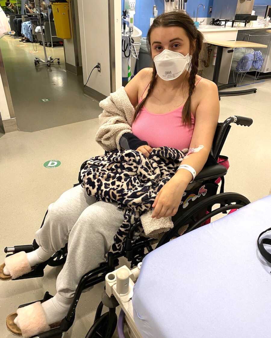 chronically ill woman in wheelchair