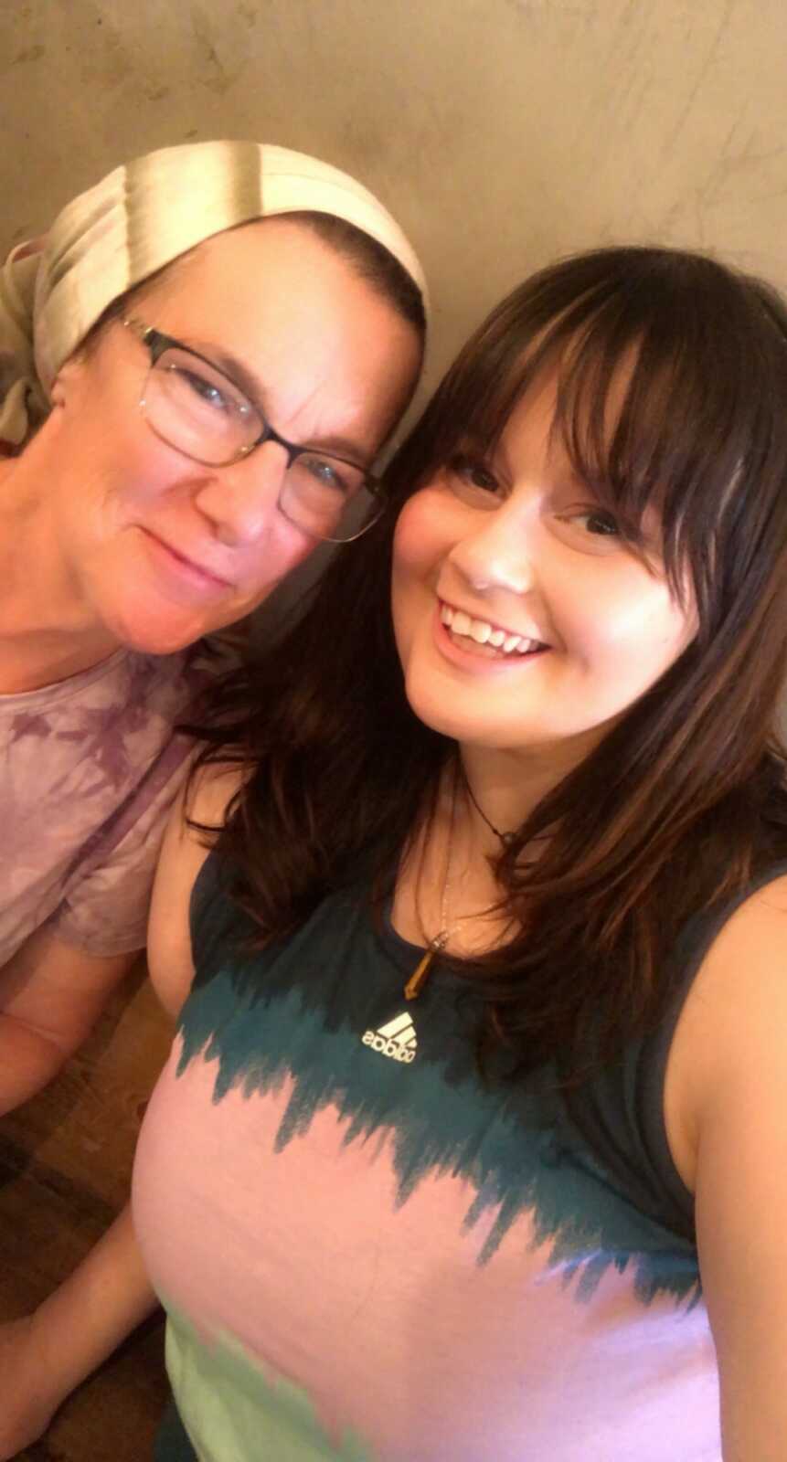 disabled chronically ill woman selfie with mom