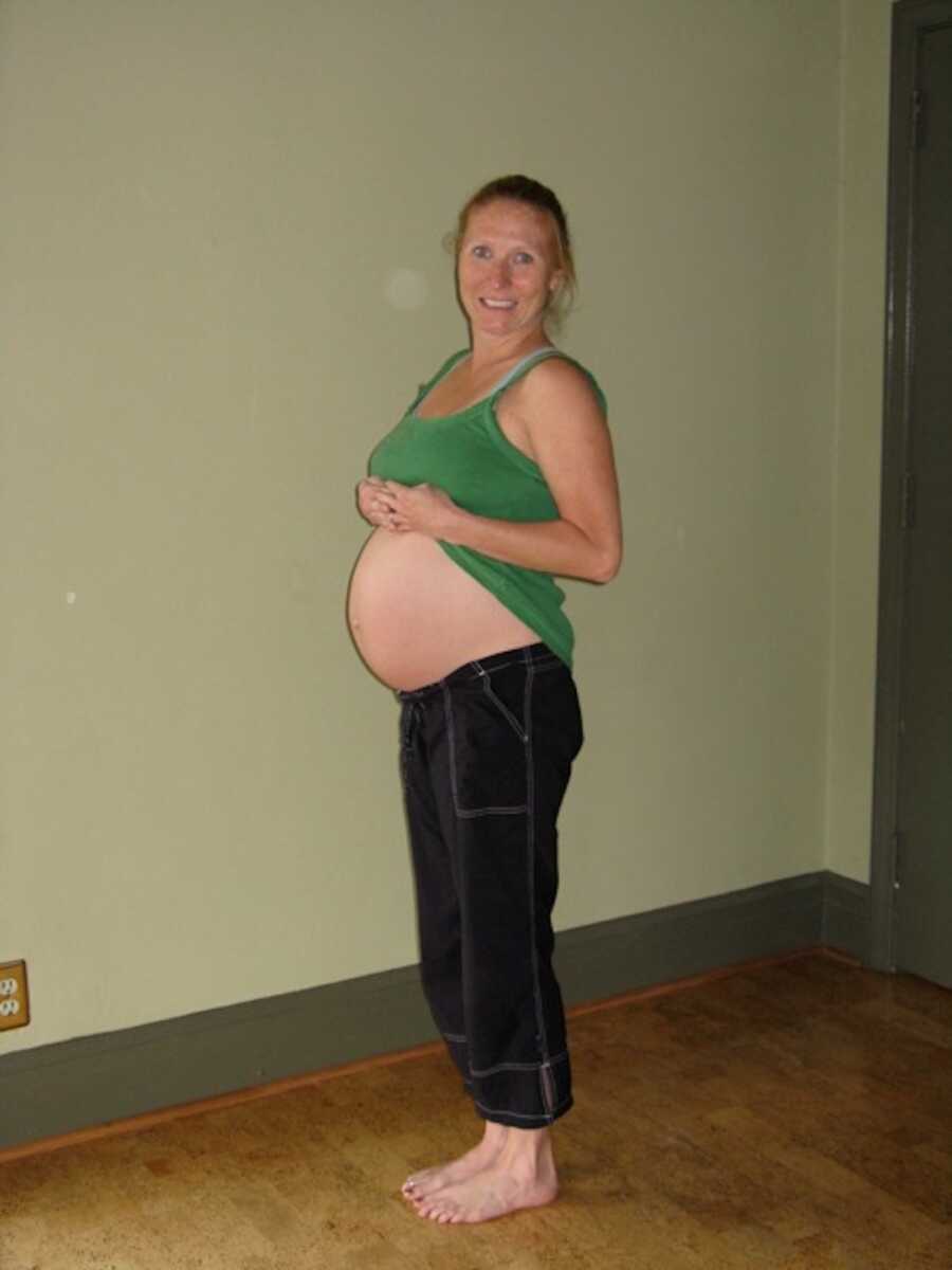 woman on her due date 40 weeks pregnant