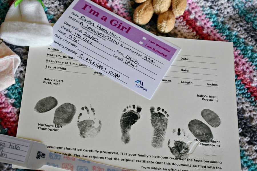 birth certificate for stillborn daughter