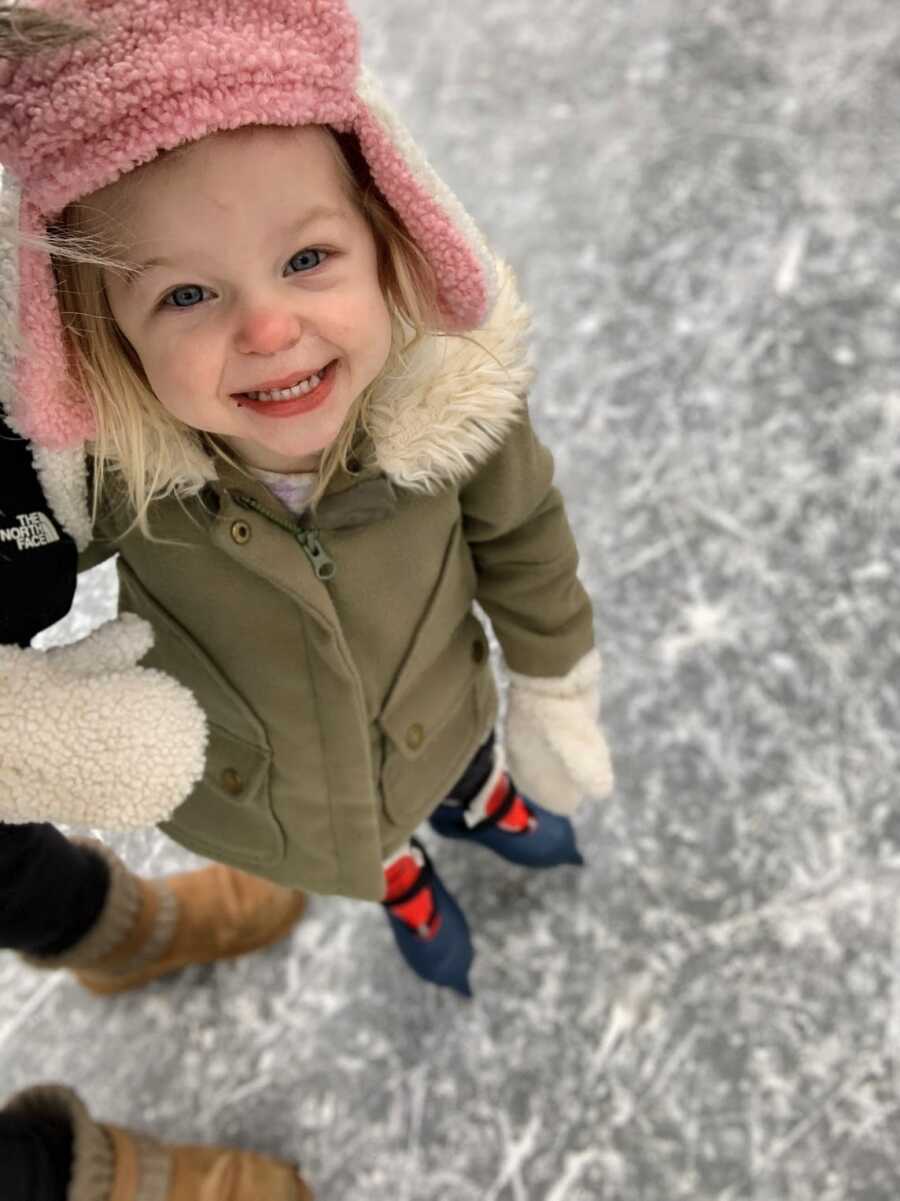 toddler daughter ice skating