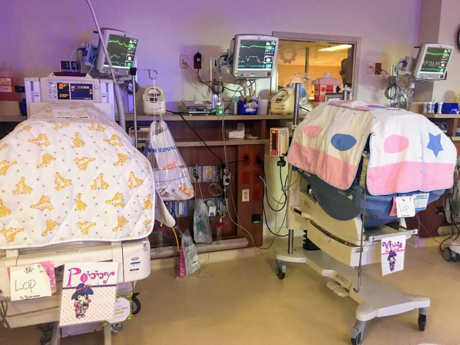 ventilators in the NICU for twin girls