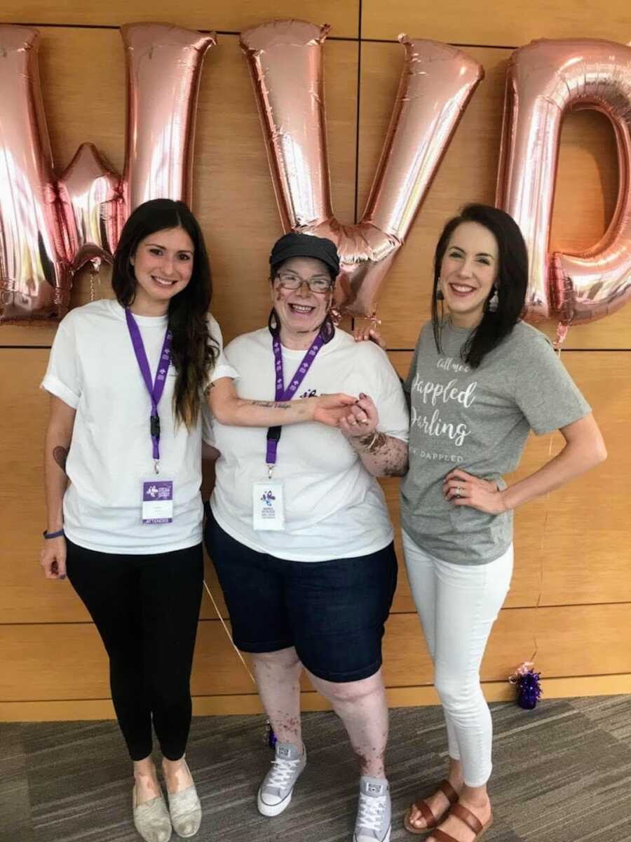 three woman with vitiligo at world vitiligo day event