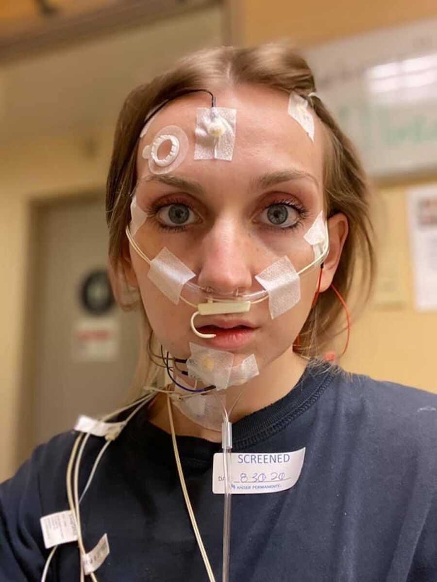 woman with testing equipment attached to her face