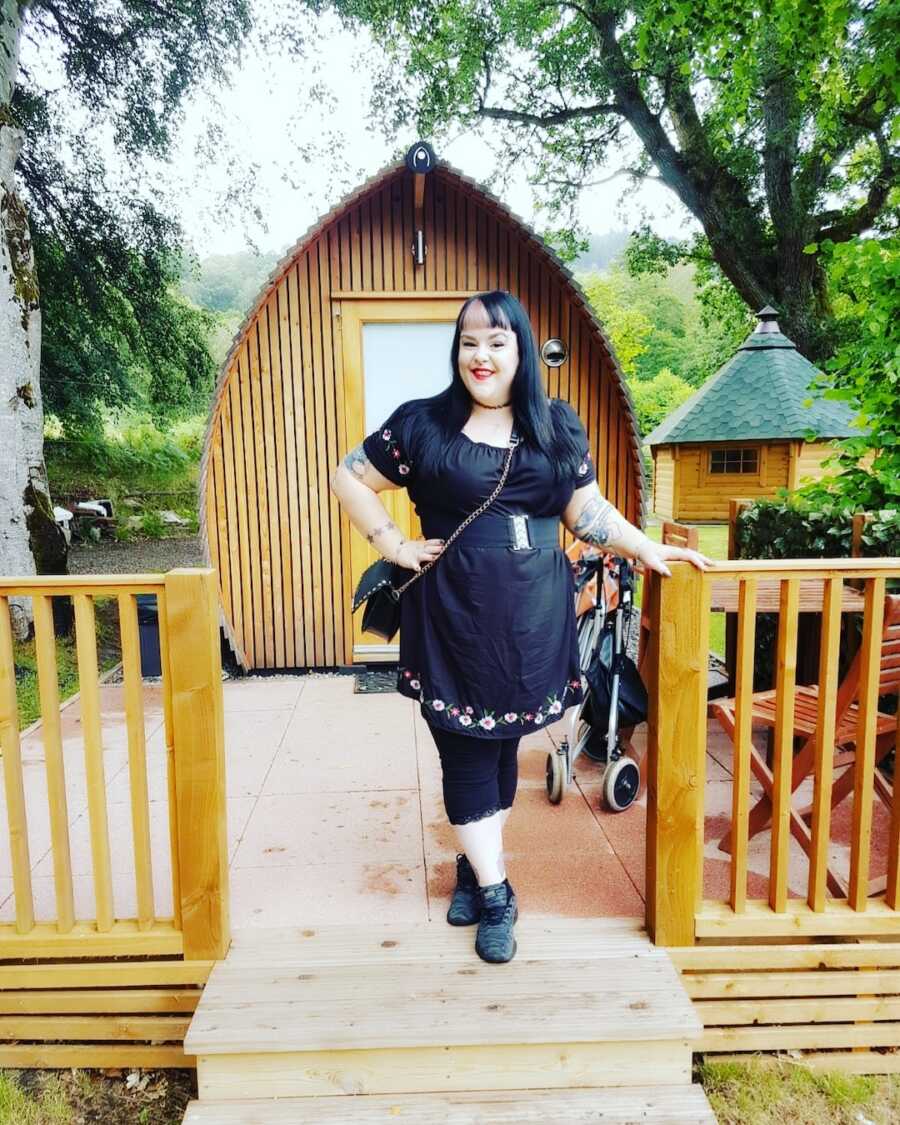 chronically ill woman standing on deck