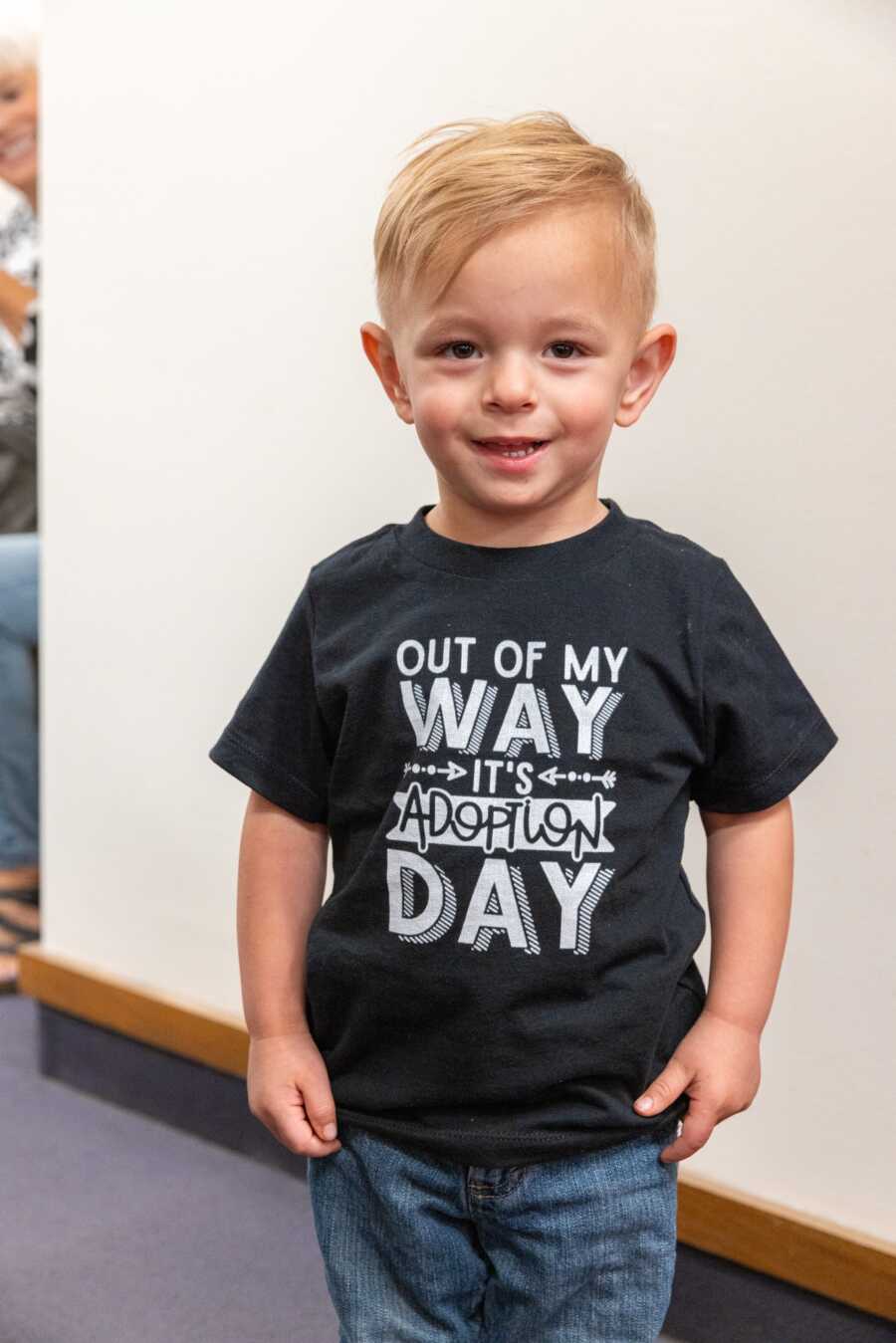 foster son smiling on adoption day