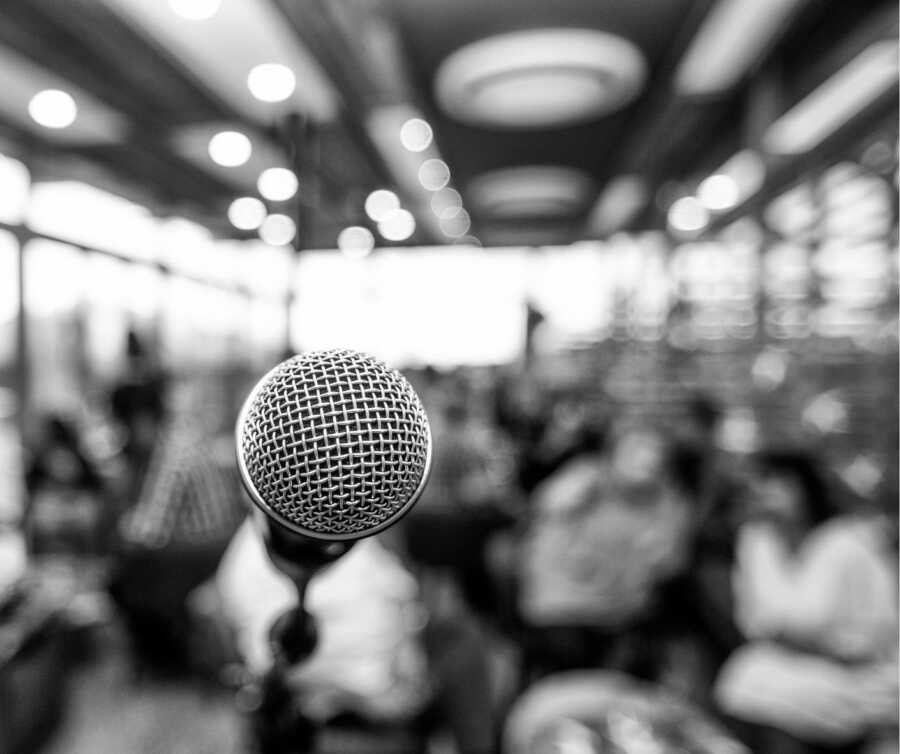 microphone in front of audience