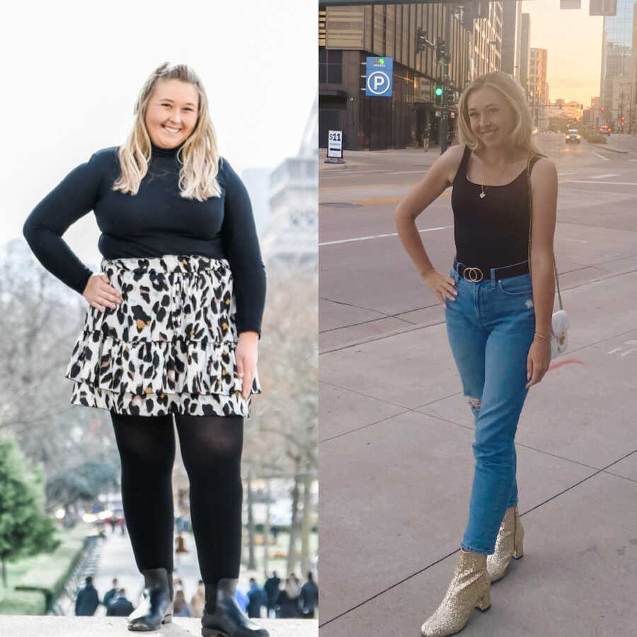 woman's weight loss transformation progress