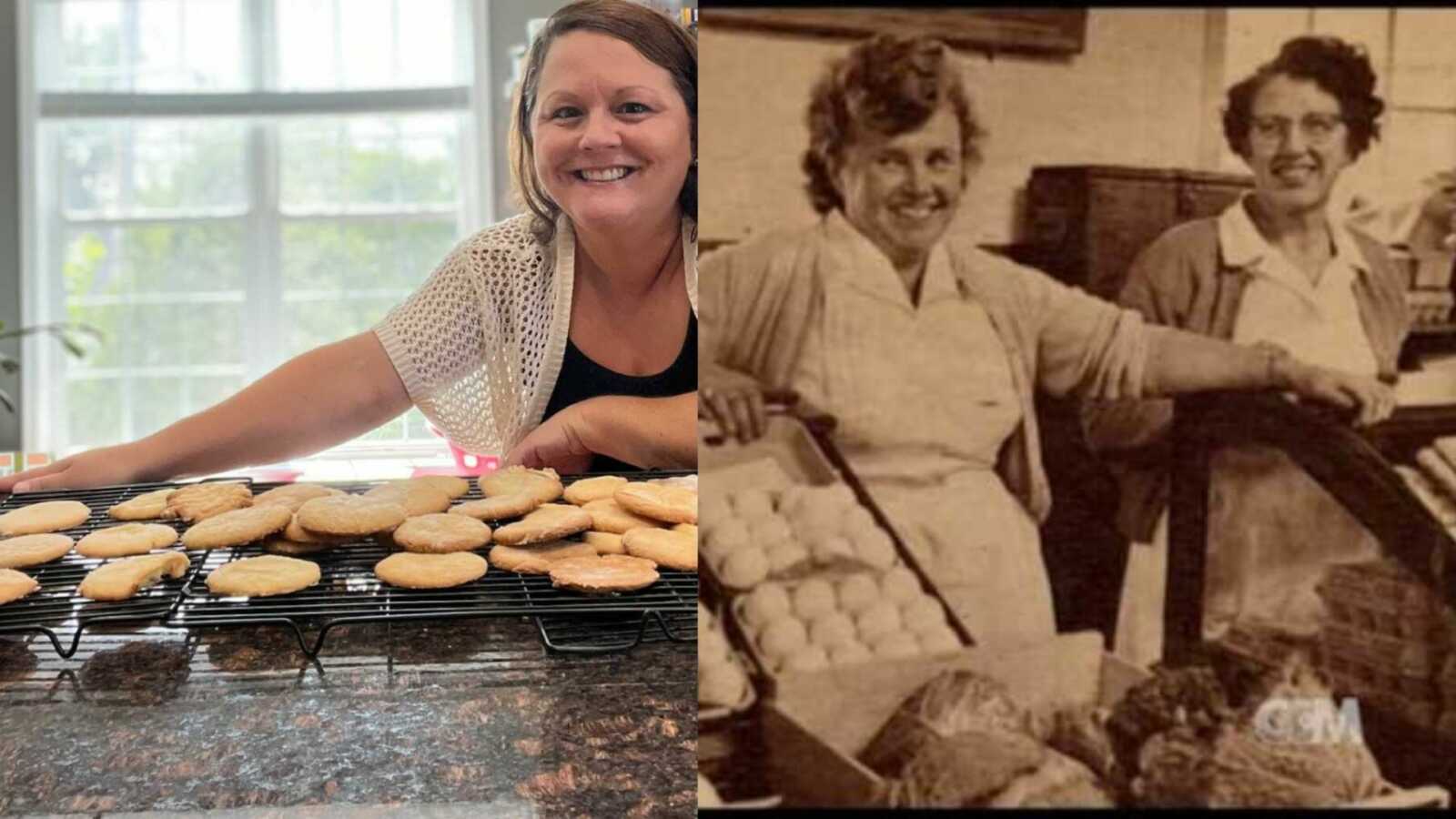 generation of women baking cookie recipe