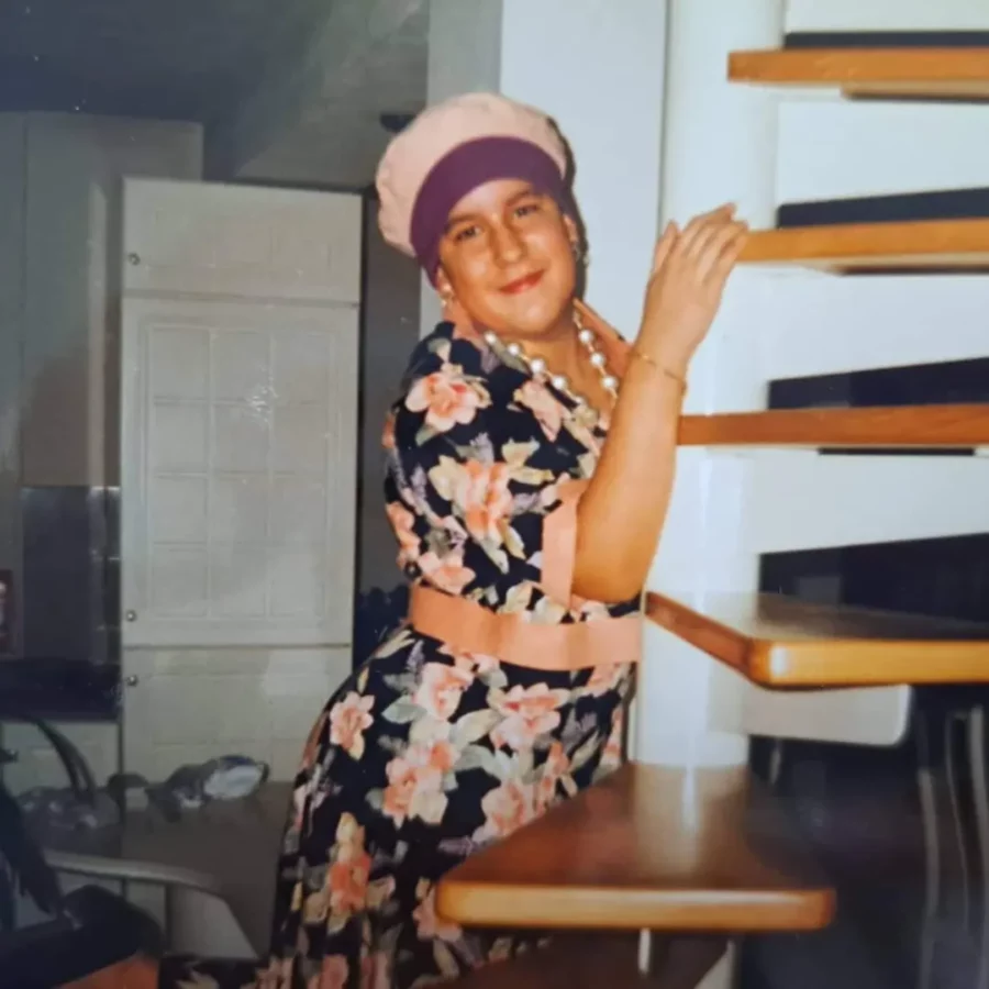 sexual abuse and eating disorder survivor as a young teen wearing floral dress