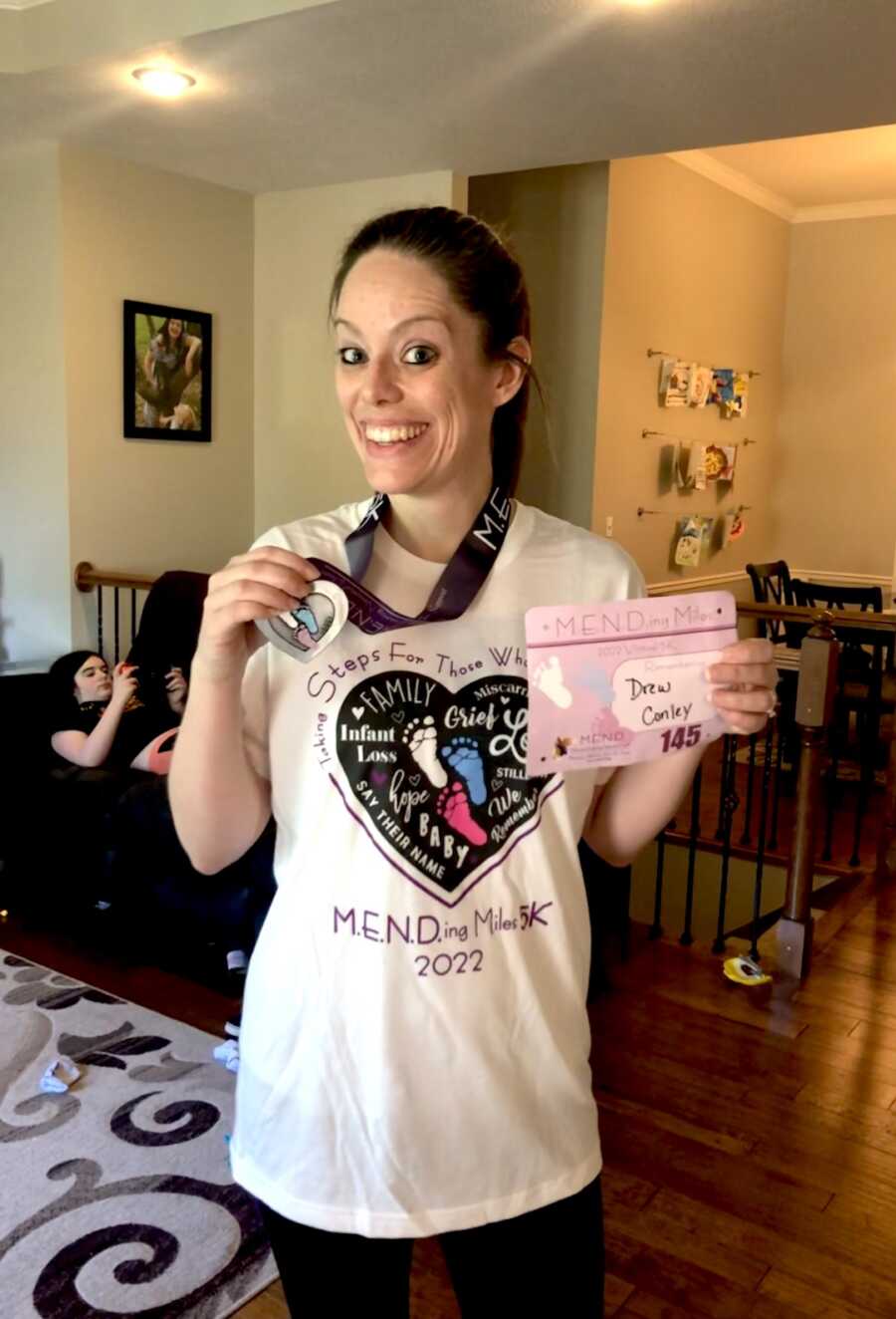 Mom after completing a 5k in her son's memory